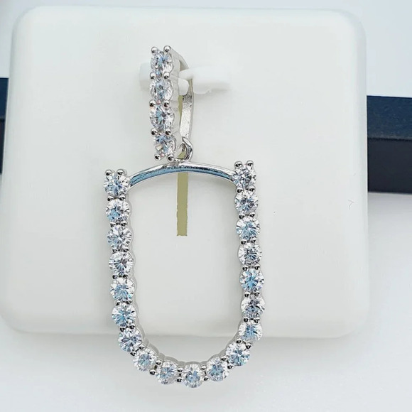 "925 Sterling Silver Cubic Zirconia Initial Pendant, UU1P6A6187 - Picture 4 of 9